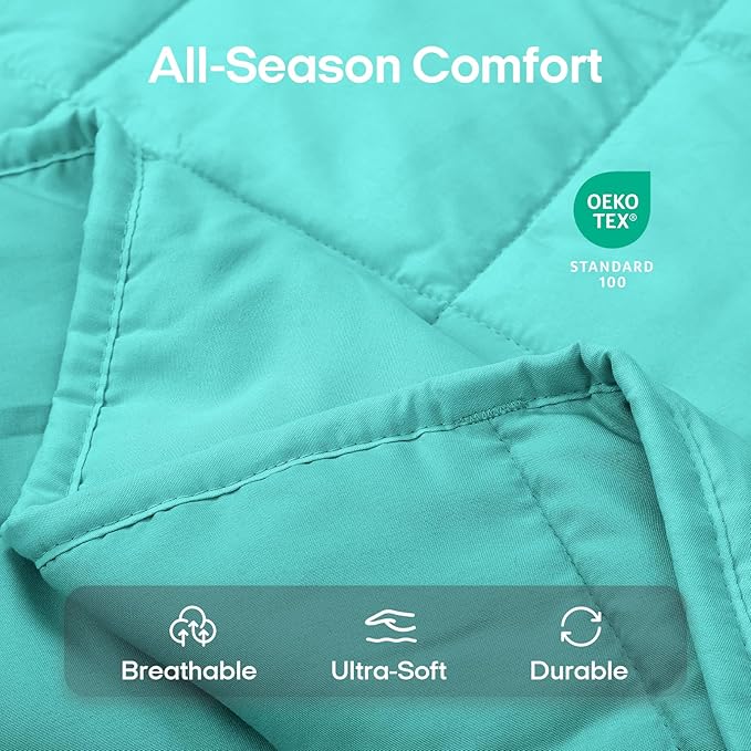 ZonLi Weighted Blanket for Adults(60"x80",20lbs, Dark Green) Queen Size High Breathability Cooling Heavy Blanket, Soft Material with Premium Glass Beads,All-Season.