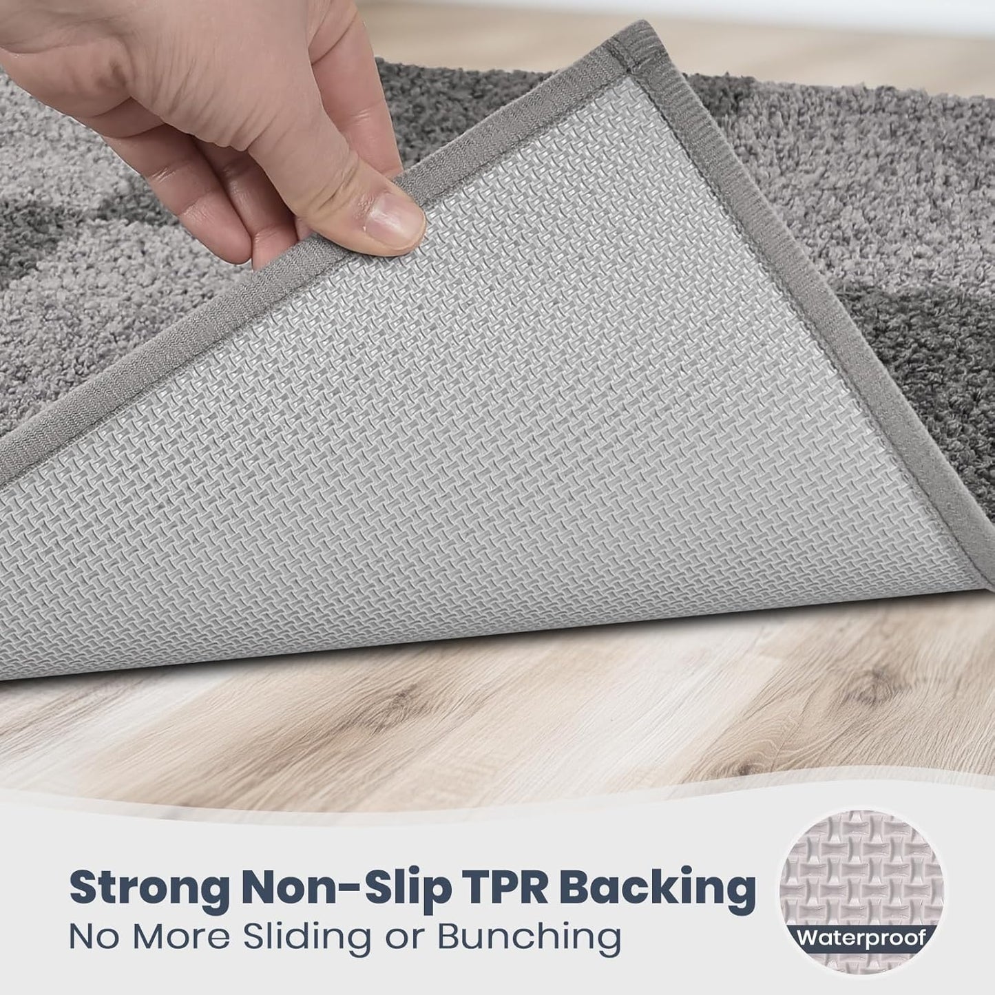 PURRUGS Bathroom Rug Non-Slip Machine Washable 24" x 60", Super Absorbent and Quick-Dry Bath Mat, Extra Soft and Plush Bath Rug for Shower, Bathtub and Sink, Grey & Dark Grey