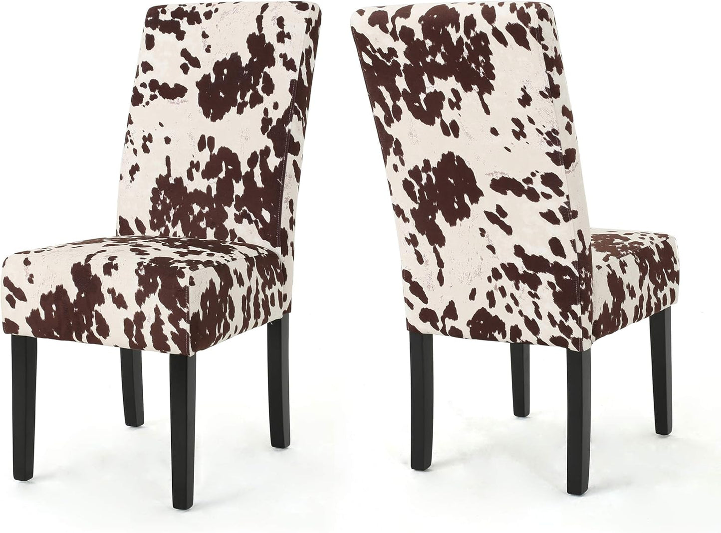 Christopher Knight Home Pertica Contemporary Velvet Dining Chairs, 2-Pcs Set, Milk Cow / Dark Brown