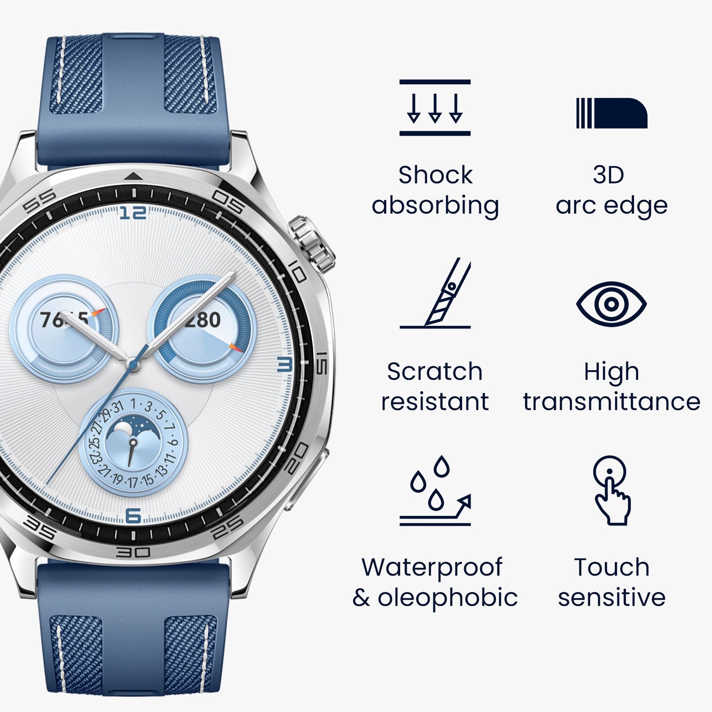 Kwmobile Protective Film Compatible With Huawei Watch Gt5 46Mm Screen Protector - 2X Smart Watch Protector Anti-Fingerprint