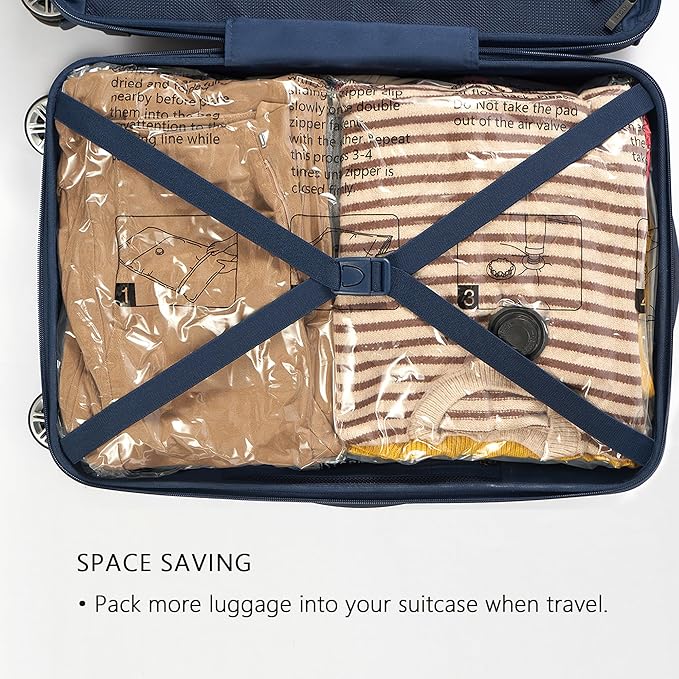 SUOCO 10 Medium Vacuum Storage Bags with Electric Pump, Travel Clothes Space Saver Bags, Compression Airtight Seal Bags for Clothing, Pillows, Comforters, Blankets
