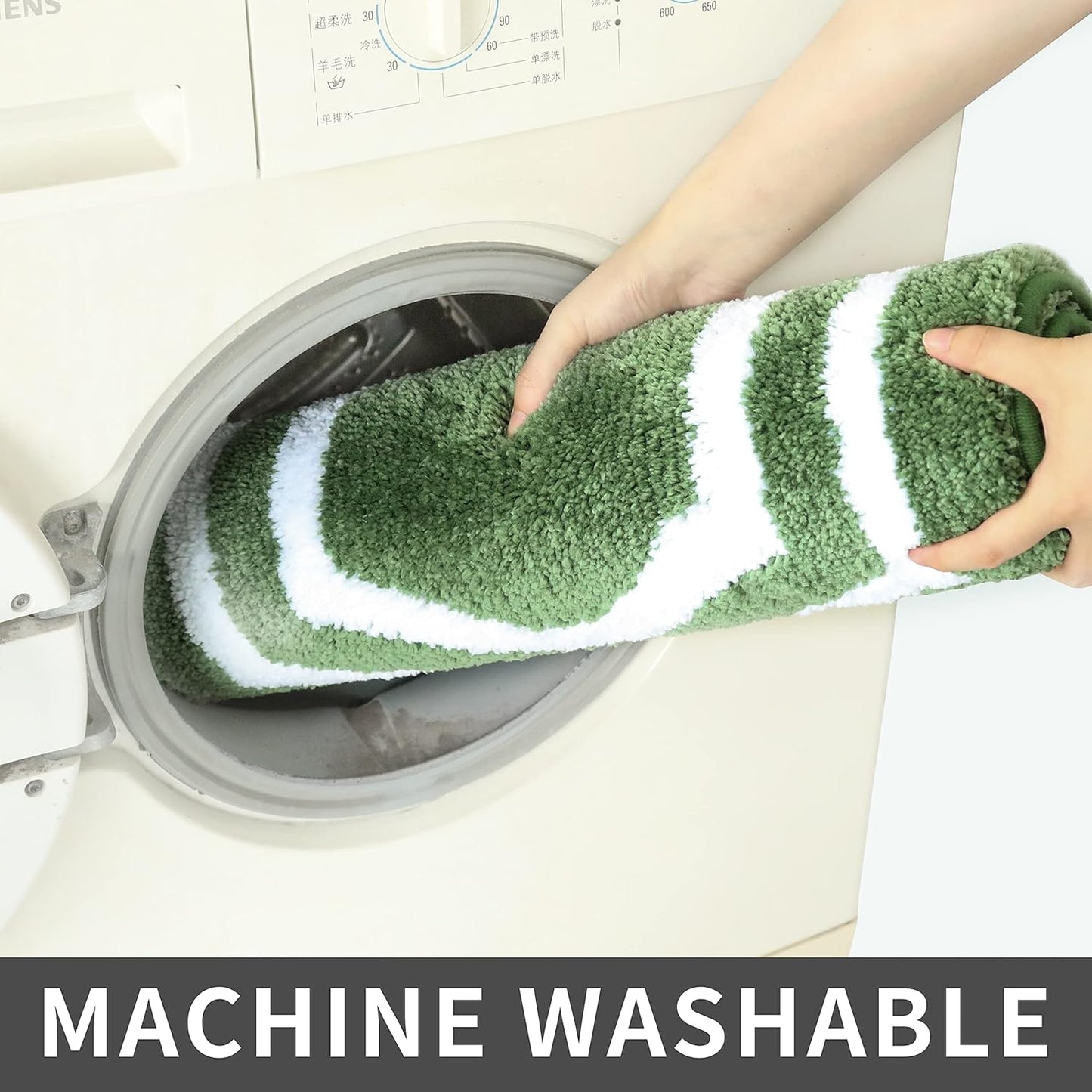 COSY HOMEER Extra Thick Bath Linen Sets Rugs - Anti-Slip Bath Mats Soft Plush 100% Strong Polyester Living Room Bathroom Water Absorbent(Green,20x32 - Inches)
