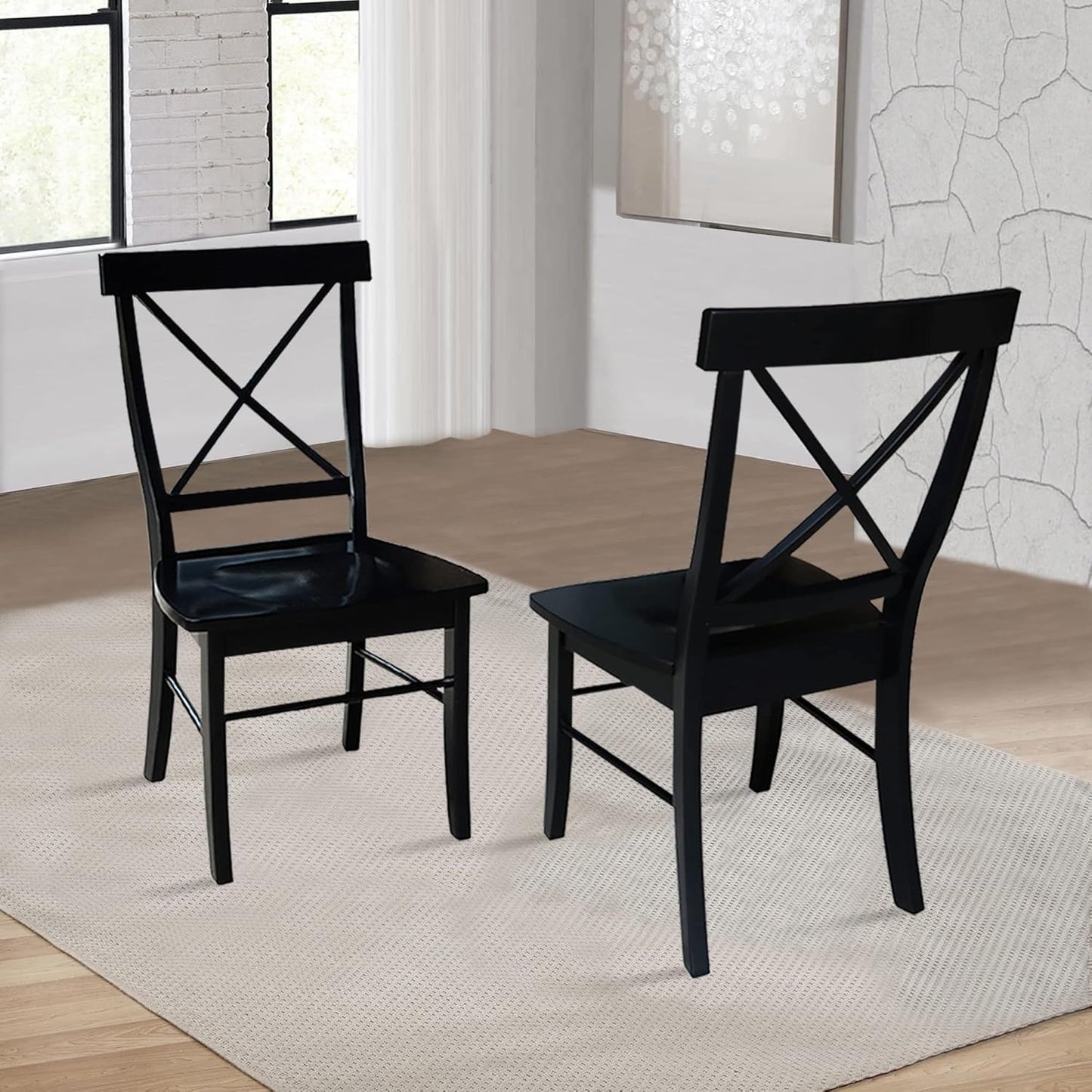 Set of Two X-Back Dining Chairs, Black