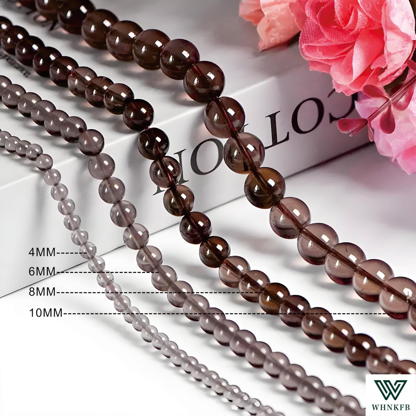 WHNKFB 6mm 100PCS Natural Smoky Quartz Round Beads, High Clarity Loose Brown Crystal Beads for Jewelry Making Craft - 6mm 8mm 10mm Options with Free Elastic Cord