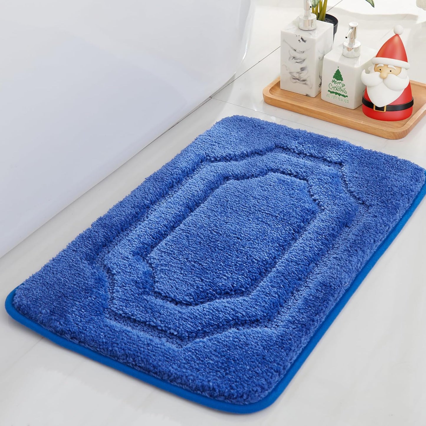BEQHAUSE-Bathroom-Rugs-Non-Slip-Soft-Thick-Bath-Mats for Bathroom Floor Absorbent Shower Mat Machine Washable Quick Dry Bath Mat for Shower, and Tub 16"X24",Navy Blue