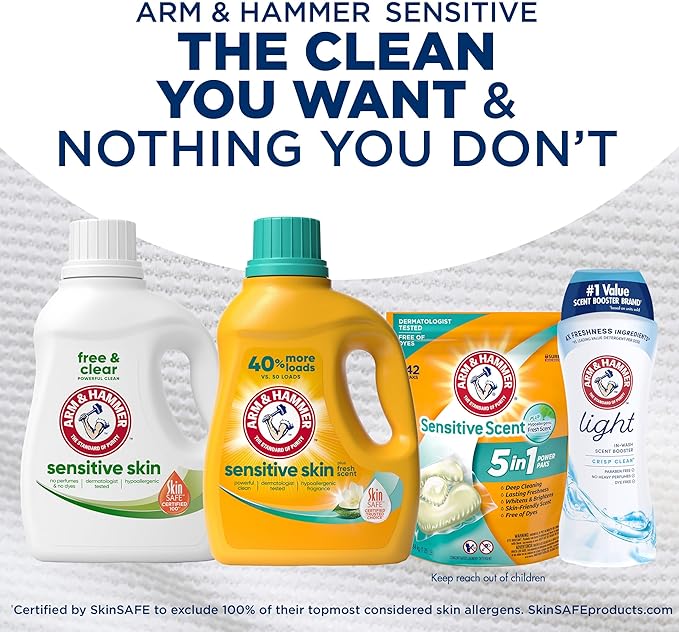 ARM & HAMMER Sensitive Skin Free & Clear, 140 Loads Liquid Laundry Detergent, 140 Fl oz