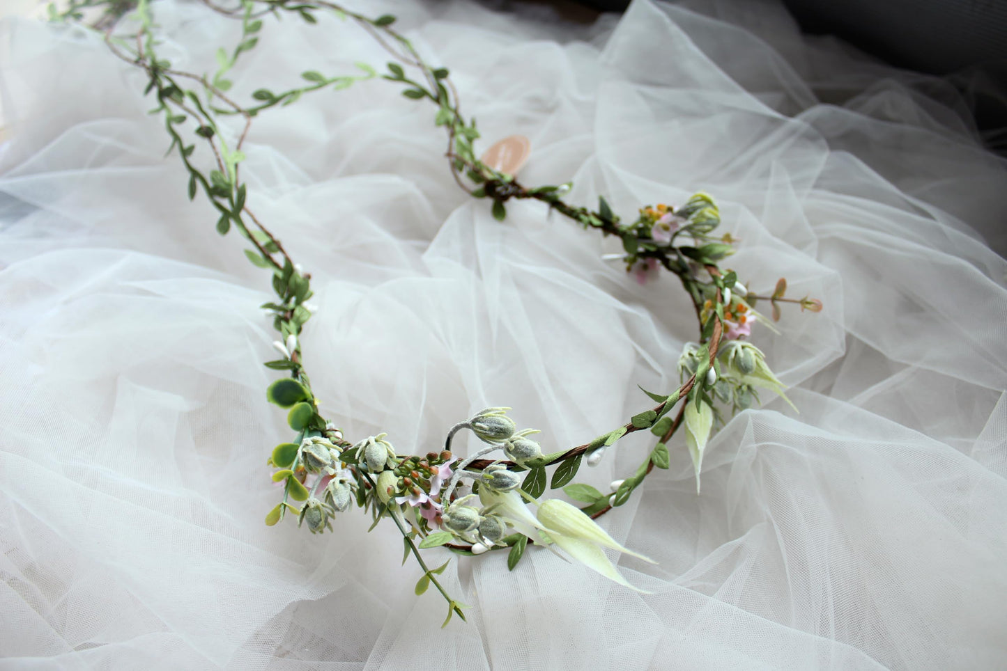 LLinfflr Boho Flower Headband Bridal Flower Crown Hair Wreath Floral Headpiece Halo Party Prom Wedding Photos Green