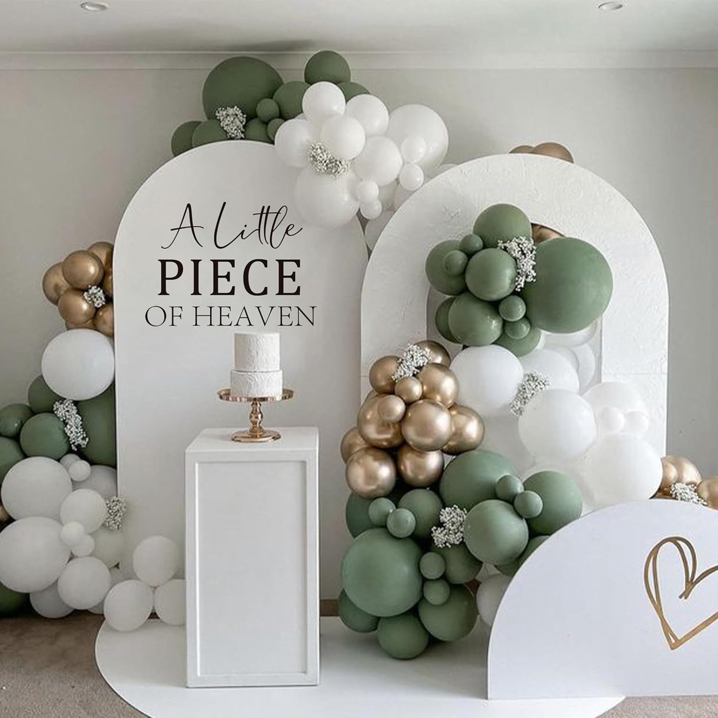 A Little Piece of Heaven Wall Decal - Baby Shower/Gender Reveal Party Supplies Decorations Wall Stickers, Angel Heaven Theme Sign Decals, Balloon Arch and Party Backdrop Decoration Stickers