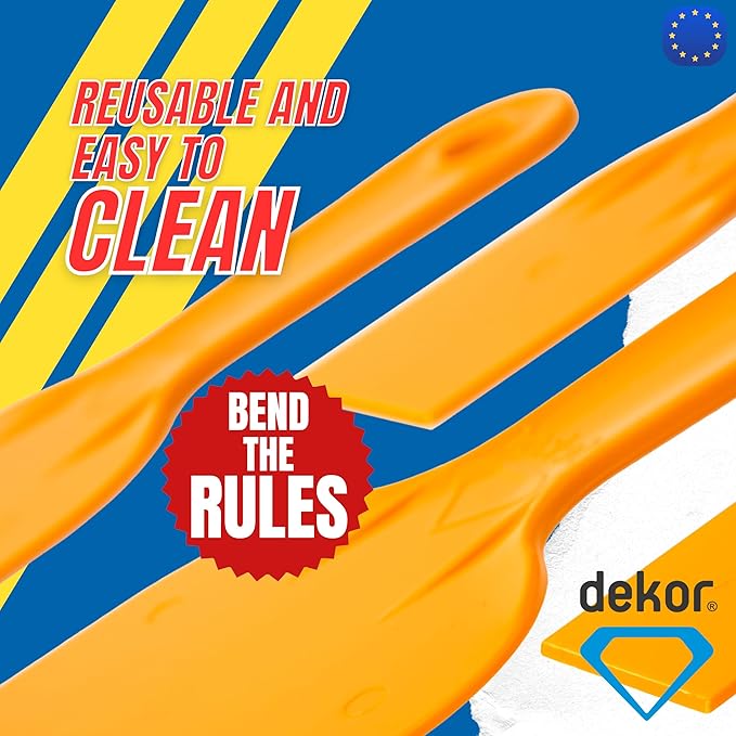 DEKOR Plastic Putty Knife Set - 4 pieces - Paint Scraper Tool Set - Durable Drywall Knife - Flexible Plastic Scraper Tool - Easy-to-Clean Paint Stripper for DIY and Professional Use - Made in Europe