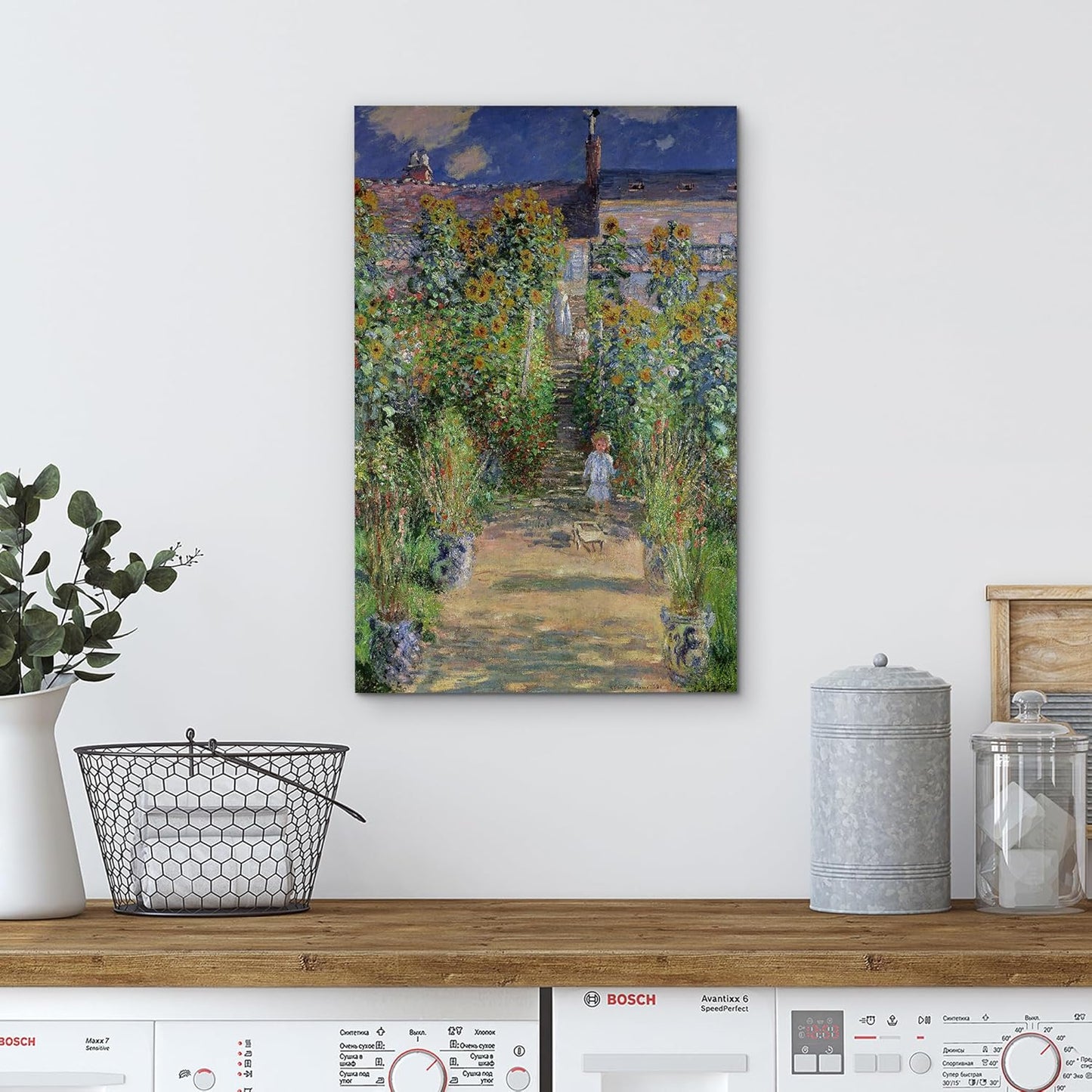 wall26 - The Artist's Garden at Vetheuil by Claude Monet - Impressionist Modern Art - Canvas Art Home Art - 32x48 inches