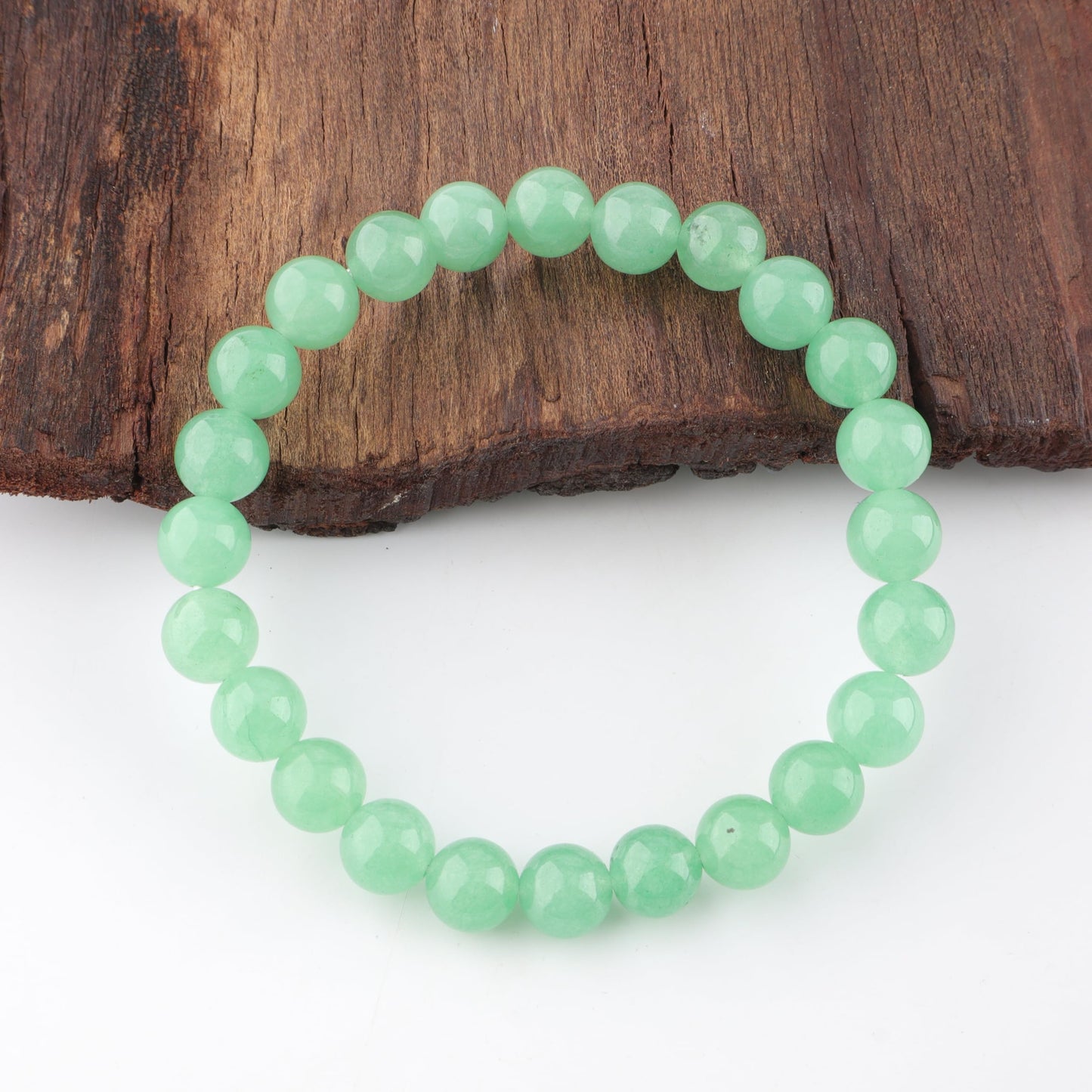 Anagha Jewels Natural Green Jade Gemstone Handmade 8mm Round Beaded Stretch Bracelet 7.5" , Green Jade Crystal Beads Unisex Bracelet For Gift, Chakra Reiki Healing Elastic Bracelet, Jade Beads Bracelet
