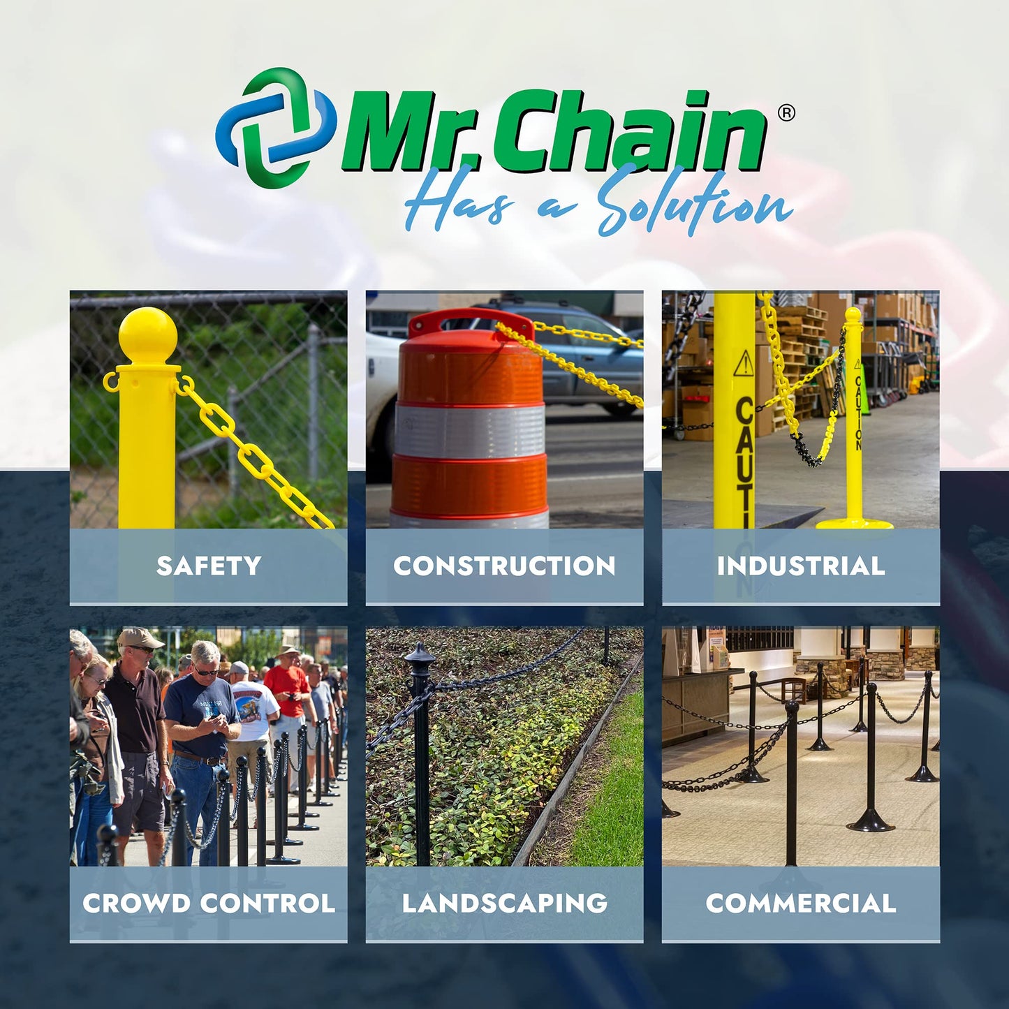 Mr. Chain Plastic Barrier Chain, Red, 1.5-Inch Link Diameter, 500-Foot Length (30005-500)