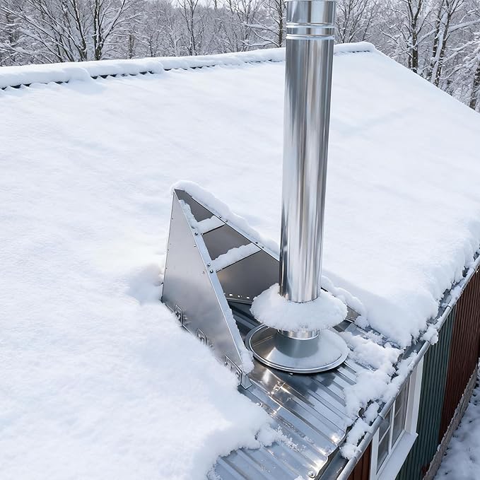 Snow Splitter for Chimneys. Lifetime Protection for 6-8" Wood Stove Chimneys.for Protection Stack Pipes and Chimneys