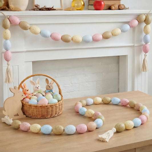 Oudain 7.9 FT Easter Egg Garland Kit Easter Hanging Ornament Colorful Egg Bunting Banner Tree Decorations for Indoor Outdoor Home Wall Fireplace Stairs(Dark Morandi)
