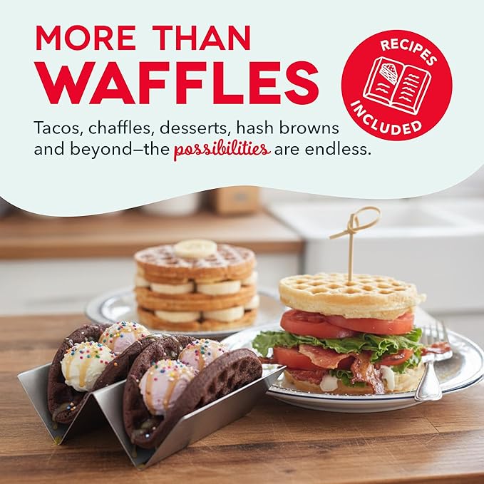 DASH Mini Waffle Maker - 4” Waffle Mold, Nonstick Waffle Iron with Quick Heat-Up, Nonstick Surface - Perfect Mini Waffle Maker for Kids and Families, Just Add Batter (Black)