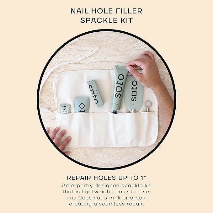 soto Small Hole Repair, Beige, 7-Piece Kit (No. 09 Rough Sketch) - High Strength Small Hole Repair Kit for use on: Walls, Drywall, Ceiling, Furniture, Cabinets