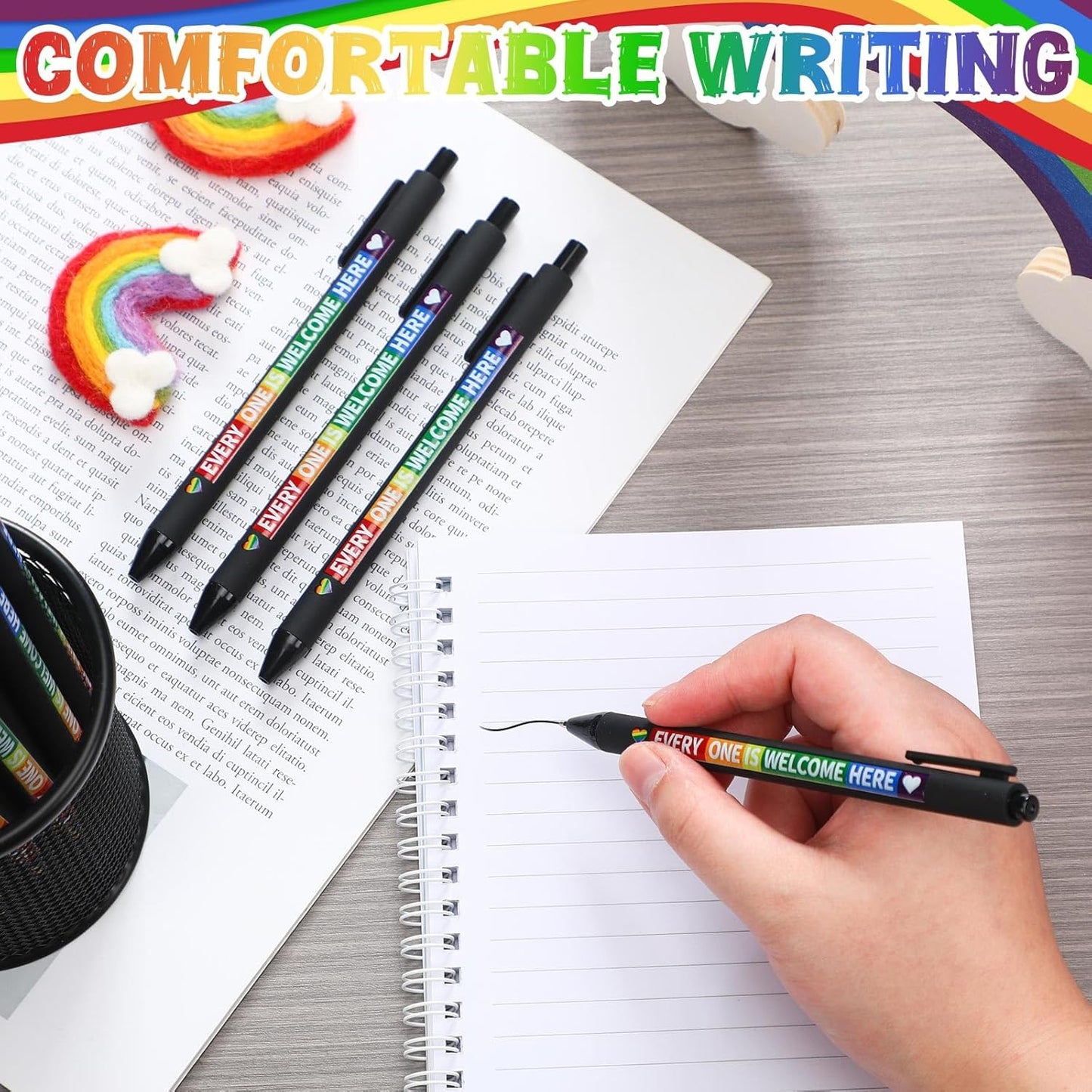 48 Pcs Pride Ballpoint Pen Month Lgbtq Rainbow Party Favors Black Ink Retractable Ballpoint Pens for Gay Lesbian Gifts Gay Party Supplies Favors Accessories in Bulk
