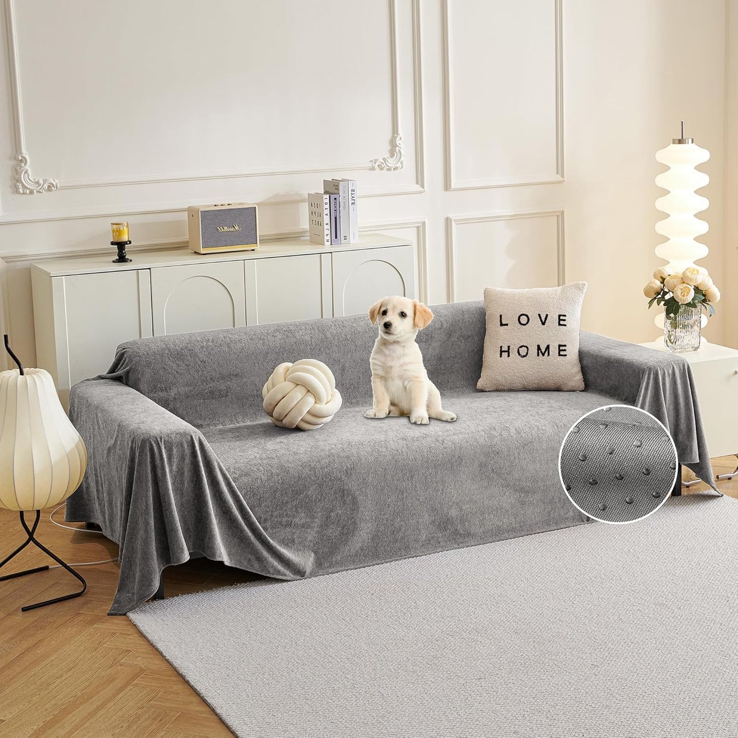 MYSKY HOME Sectional Couch, Covers Couch Cover 3 Cushion Sofa, Couch Covers for Sofa, Dog Couch Protector, L Shape Cover Sofa Slipcovers Washable Furniture Covers for Pets, 71" x 134", Grey