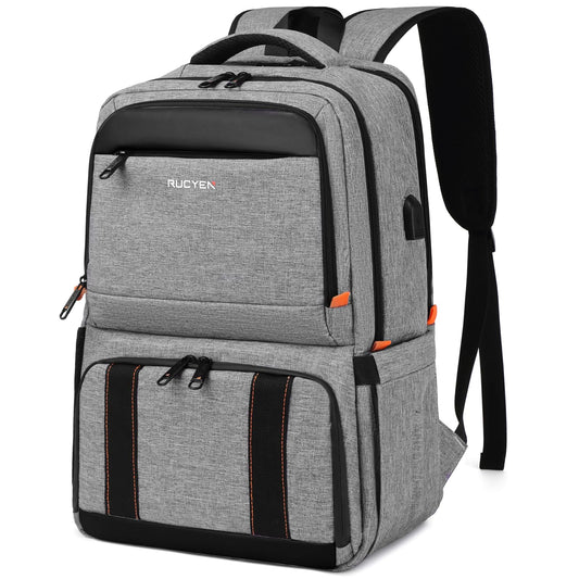 RUCYEN Lunch Backpack  Insulated Cooler Backpack Lunch Box for Men Women  15.6 Inches RFID Blocking Laptop Backpack with USB Port for Work Travel Picnics Hiking Grey-New