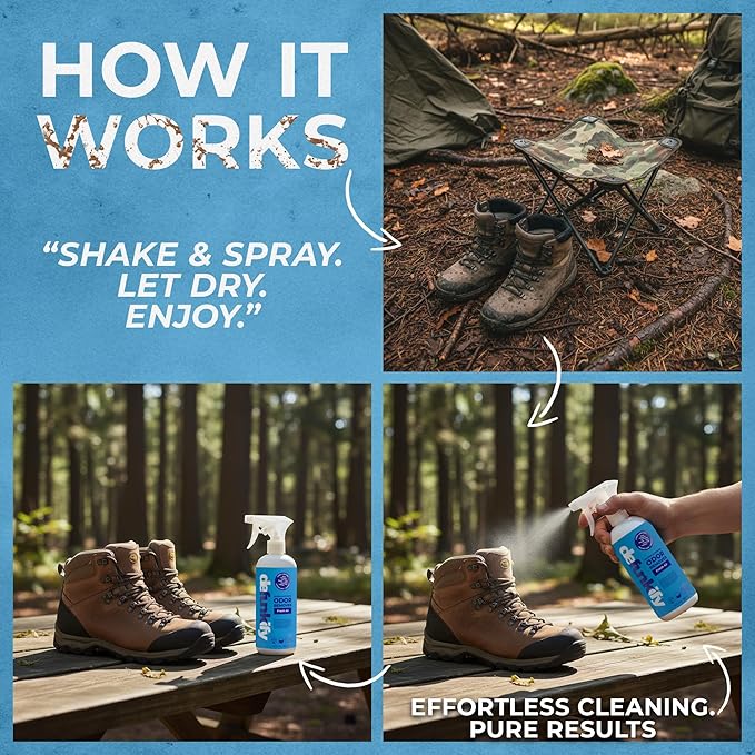 Odor Remover Spray, 32oz. Clean, Crisp 'Fresh Air' Essential Oil Shoe Deodorizer, Odor Eliminator for Strong Odors on Activewear. ProvenSafe™ Fabric Freshener Spray, Deodorizer for Sensitive Gear