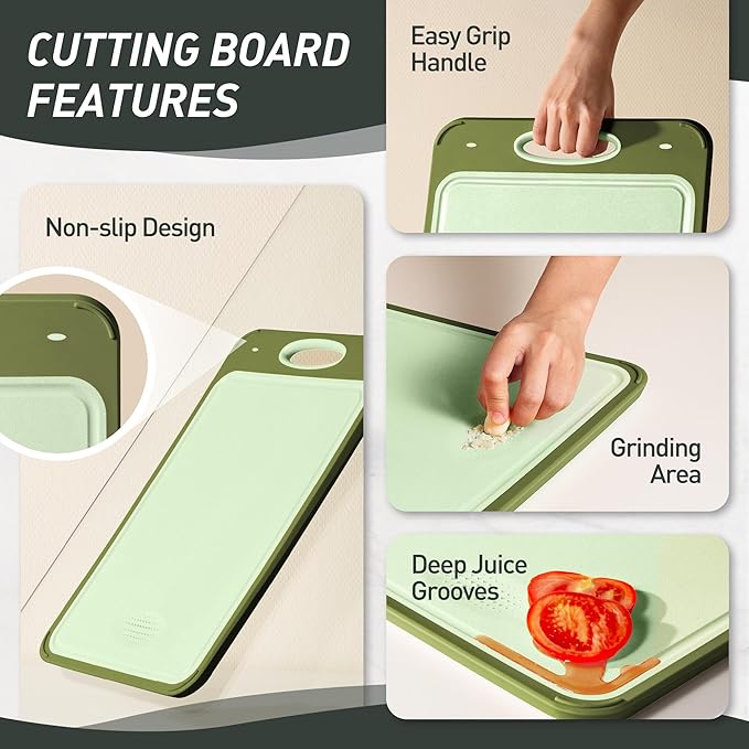 2 in 1 Stainless Steel Cutting Board with Handle Extra Large Non Toxic Cutting Boards for Kitchen Wedding Day Engagement Hostess Couple Newly Wed House Christmas Married Mrs fiancee Unique Cool Gifts