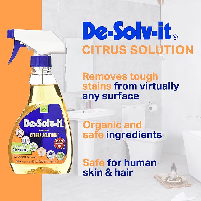 De-Solv-It Citrus Solution - Odor & Stain Remover for Cloth, Wood, Glass & More, 12.6-Ounce (6-Pack)