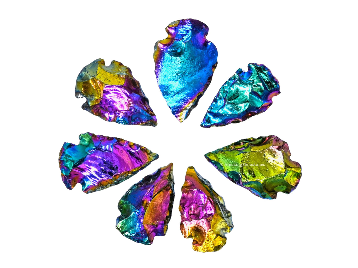 Amazing Gemstone 3 Pieces Titanium Aura Quartz Arrowhead, Crystal and Healing Stone Flint Rock Arrow Head - 1 to 1.5 Arrowheads for DIY Project Craft Point Jewelry Making