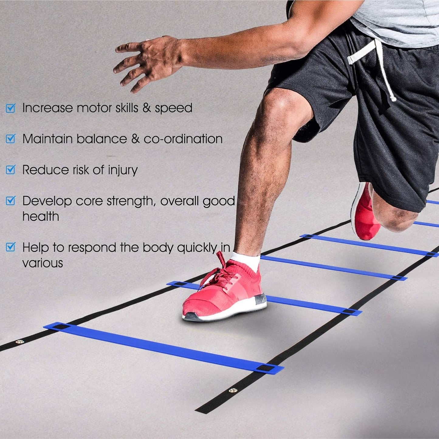 Yes4All Agility Ladder Speed Training Equipment, Adjustable Football Ladder for All Ages with Carry Bag, Durable, Portable, Multiple Colors & Rungs
