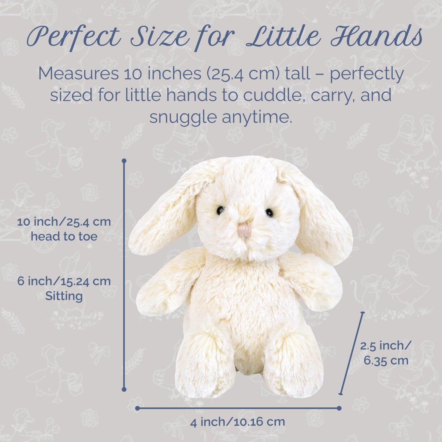 MON AMI Minnie Bunny 10-Inch Stuffed Rabbit for Boys & Girls | Soft Easter Bunny Plush Toy | Snuggle Companion | Nursery Décor | Gift for Birthdays & Showers