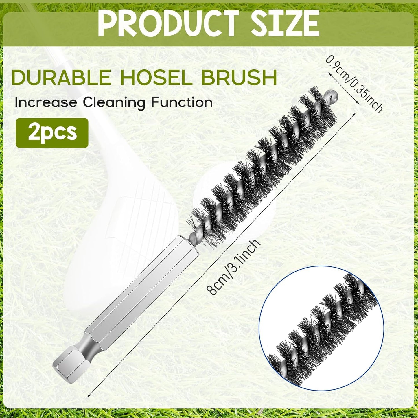 Bewudy 2 Pcs Golf Clubs Head Hosel Brush, Stainless Steel Golf Club Head Hose Brush, Wire Bore Brush Hex Shank Handle Electric Drill Wire Brush for Deeply Clean in Golf Club Hosel Holes