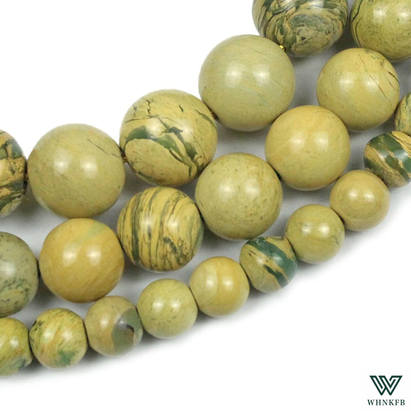WHNKFB 6mm 100PCS Natural Green Serpentine Round Beads, Dragon Vein Loose Gemstone Beads for Jewelry Making Craft - 4mm 6mm 8mm 10mm Options with Free Elastic Cord