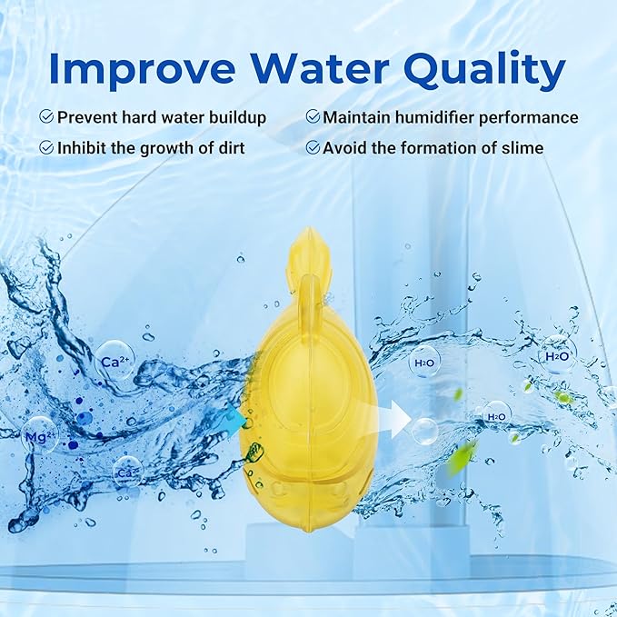 Funmit Humidifier Cleaning Fish, 12 Pack Humidifier Cleaner for Humidifiers and Fish Tanks, Purifies Water, Prevents Hard Water Build-Up, Reduces Scale, Yellow