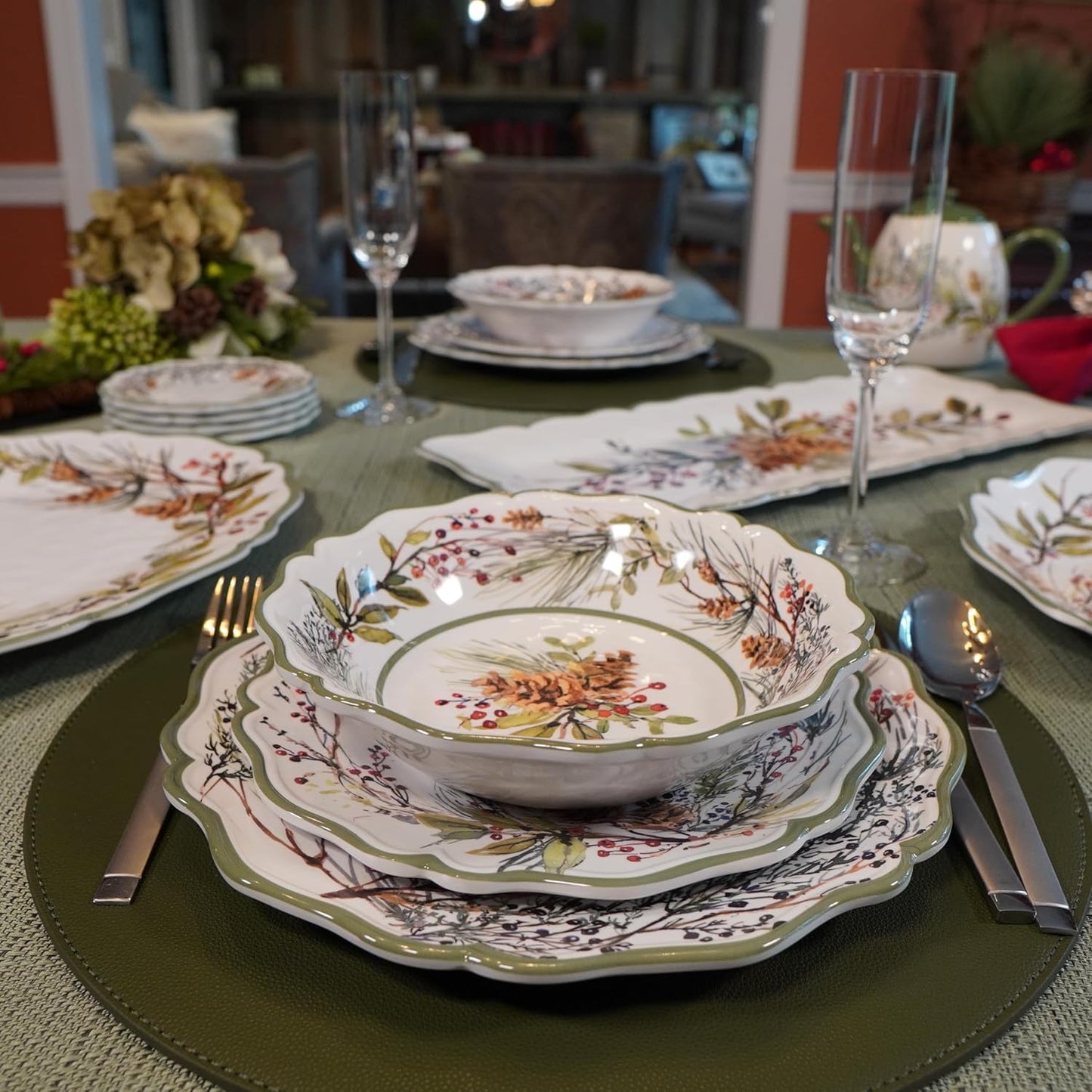 Certified International Winters Forest 11" Melamine Dinner Plates, (Pack of 12)