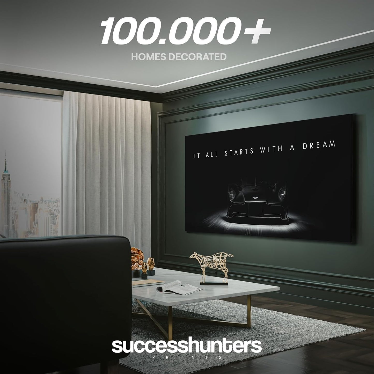Motivational Wall Art for Office, Super Car Art Canvas, Inspirational Automotive Decor for Aston Martin Valkyrie Sportscar Lovers, Motivational Wall Decor for Office and Home Car Poster (15" x 30" in)