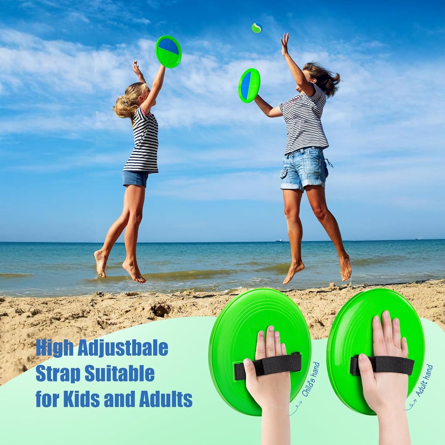 PlayZap Toss and Catch Ball Set Upgraded Stocking Stuffers for Toddlers Kids Teens Boys Girls - Baseball Toys Sturdy PVC for Beach Pool Yard Outdoor - Gift for 3-5 5-8 8-13+ Years