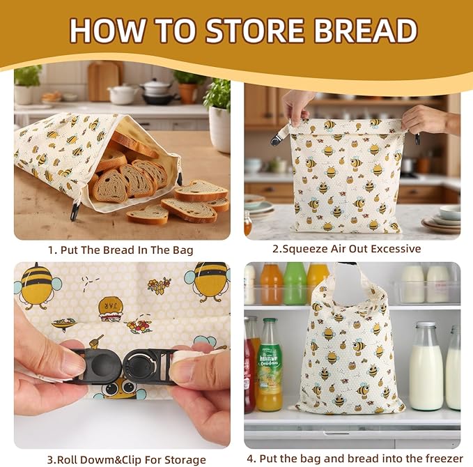 Sourdough Bread Bags, Reusable Beeswax Bread Bags for Homemade Bread, 17"×13" Natural Beeswax Cotton Loaf Bag, Easy to Clean Bakery Essentials (2 Pack)