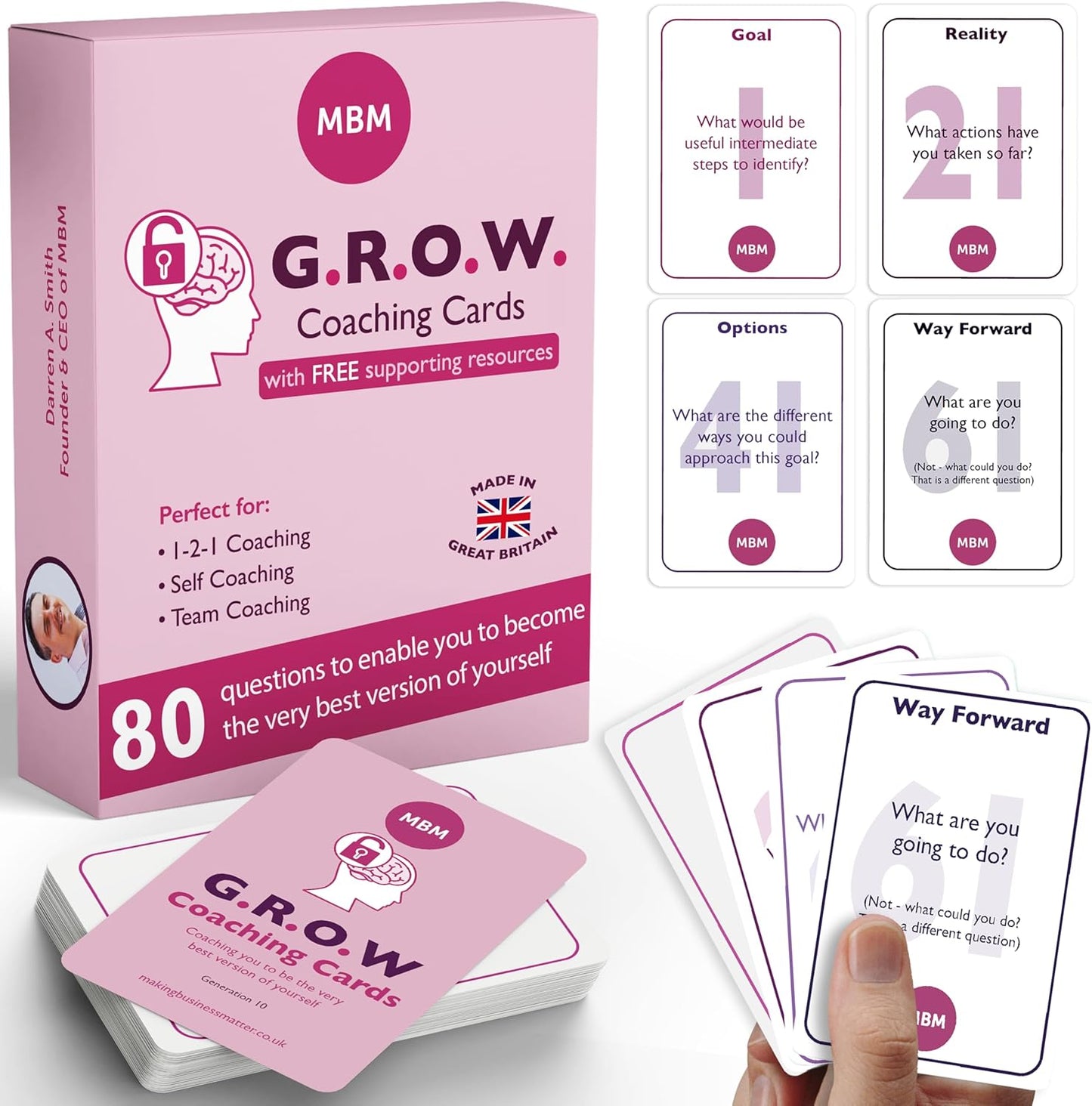 MBM 80 Grow Coaching Cards – Leadership Development Training Tools & Conversation Starters for HR & Executive Development Programs | Emotional Intelligence & Goal-Setting Flash Cards