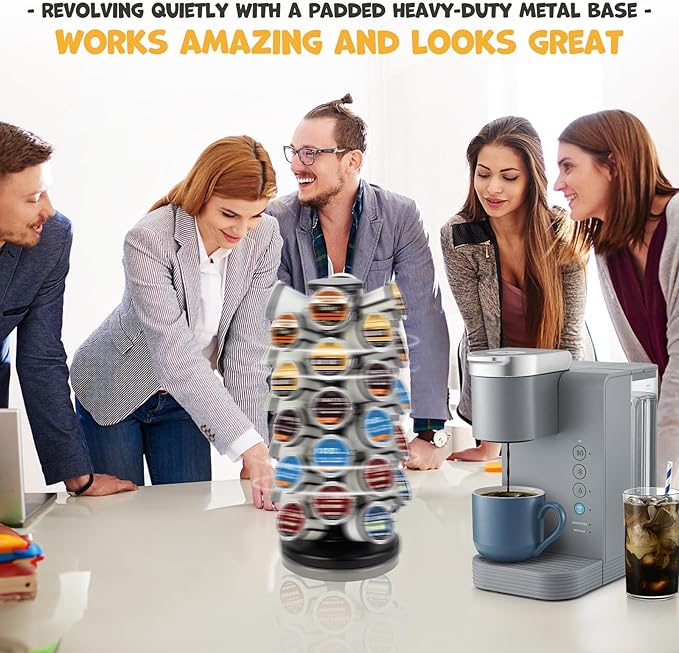 K Cup Holders k Cup Holder K Cups Holder,K Cup Carousel, Coffee Pods Storage Organizer Stand,Comes All in One Piece,No Assembly Required,1 Count(Capacity of 40 Pods, Black)