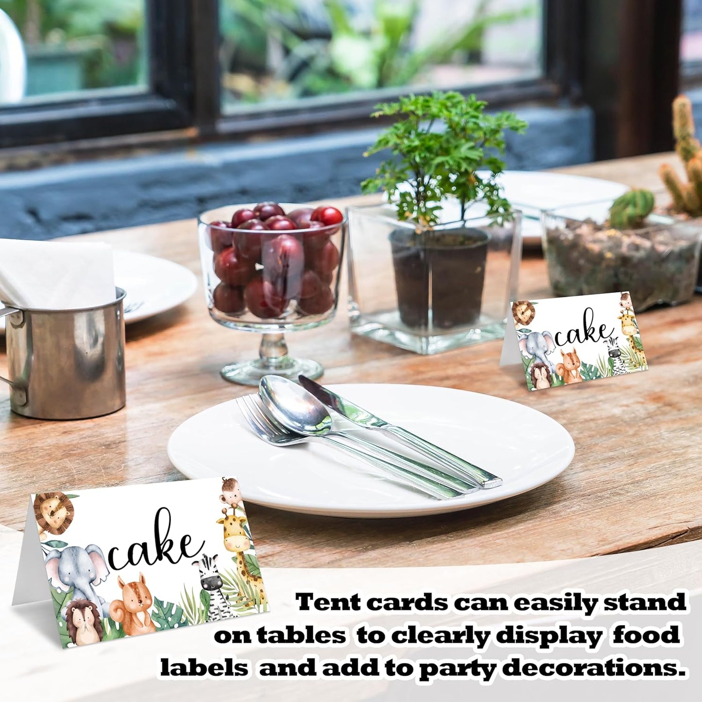 Jungle Animals Place Card For Boys Girls, Safari Animals Name Cards For Table Setting, Animals Party Favors Supplies, Wildlife Tent Cards Decorations For Baby Shower Birthday Events, 25 Pack -14