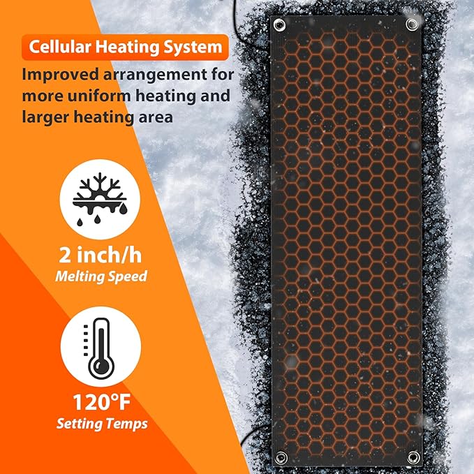 mestyl Heated Snow Melting Mats Outdoor, 20 x 60 Inch Heated Outdoor Mats, Snow and Ice Melting Mats No-Slip Winter Outdoor Heated Mats for Walkway, Sidewalks, Driveway, Stair, Steps, Decks