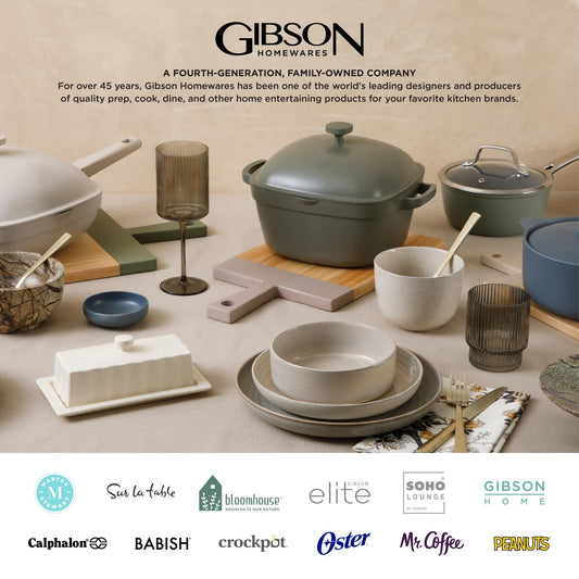 Gibson Home Zen Buffet White Porcelain Dinnerware Set for 4, Square Plates Bowls and Mugs, Chip and Scratch Resistant, Dishwasher and Microwave Safe, 16 Piece