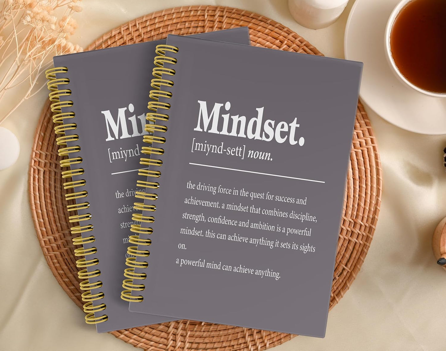 Knibeo Mindset Inspirational Notebooks Journal - Notebooks for School, 5.5×8.3 Inch Inspirational Spiral Bound Notebook with 164 Pages, College School Supplies(Medium Grey)