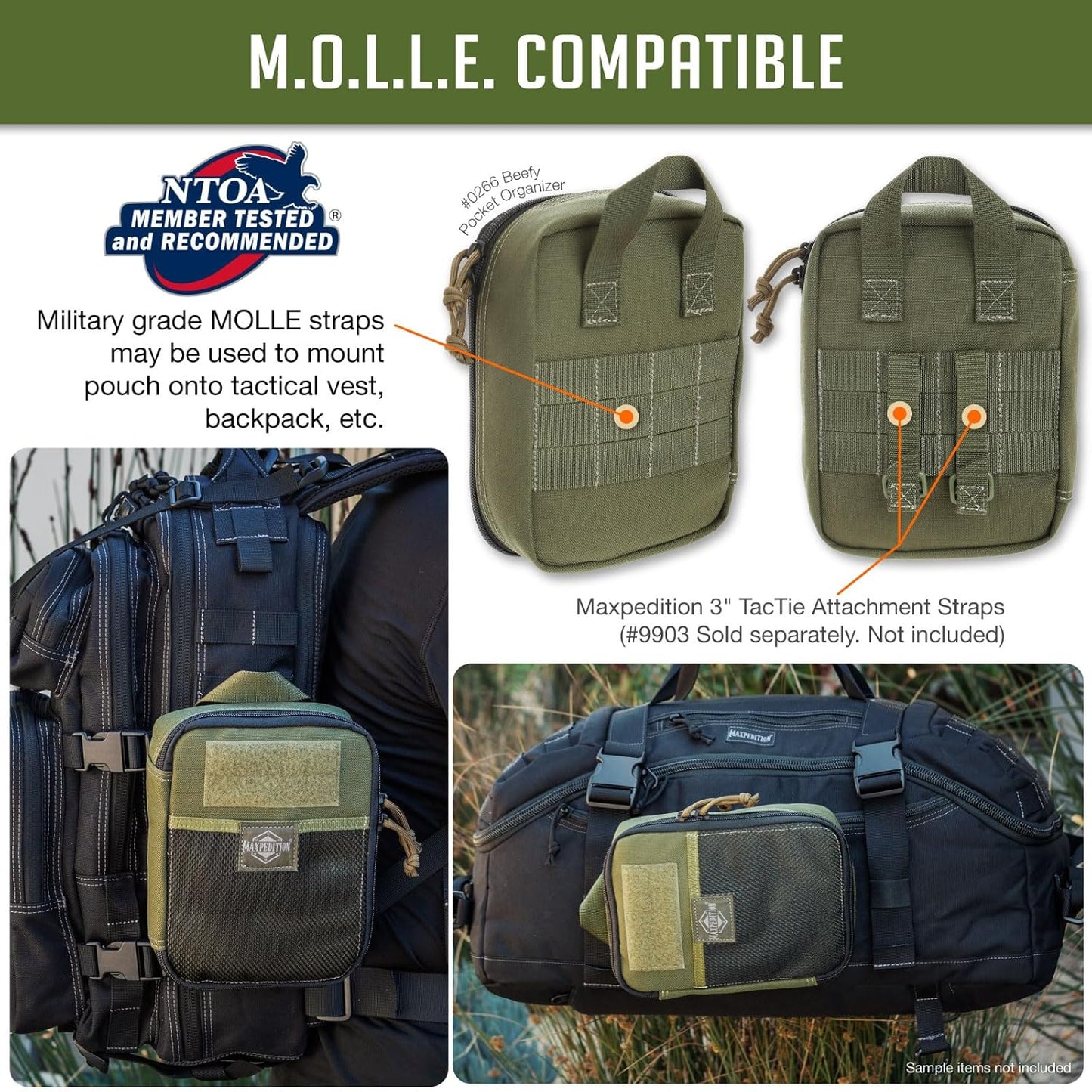 MAXPEDITION Beefy Pocket Organizer, Compact, MOLLE-Compatible, 1000D Nylon Tactical Pouch, Everyday Carry Tool and Gear Storage for Outdoor, Tactical, Survival, 0266
