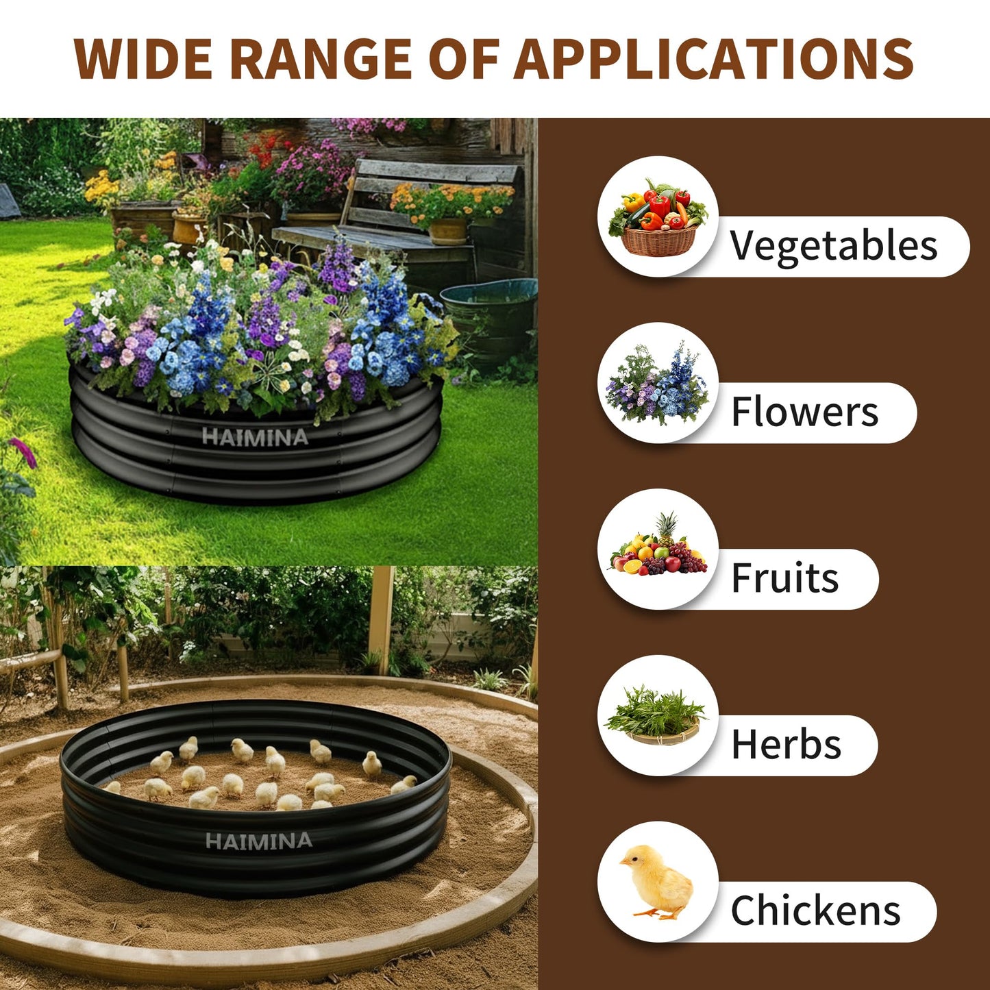 HAIMINA 36 Inch Fire Pit Ring, Heavy Duty Large Fire Pit Ring for Outside Wood Burning, Fire Pits Rings with High-Temperature Coating for Backyard, Bonfire, Camping, Beach (3x3 FT)