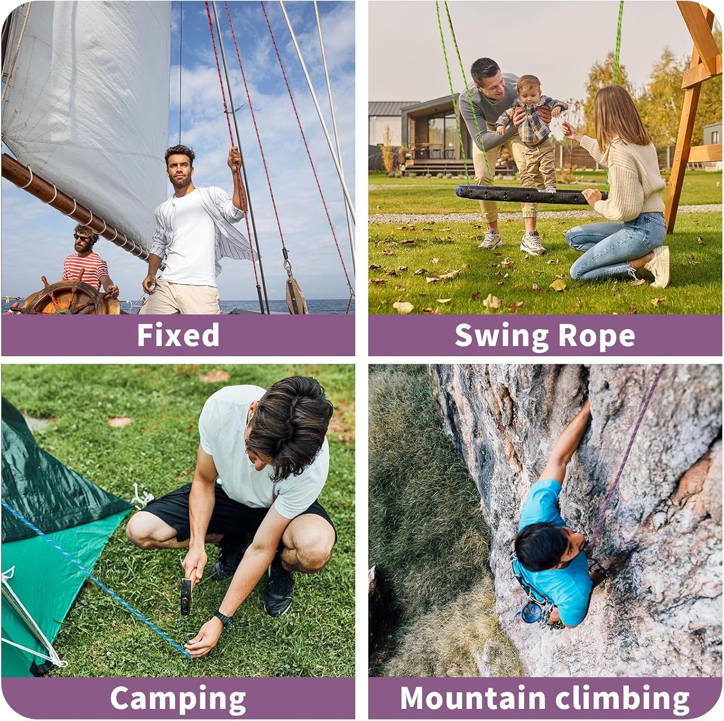 Arborist Rope Tree Climbing Rope 1/2 Inch 48 Strands Bull Rope for Construction Climbing Swing Sailing