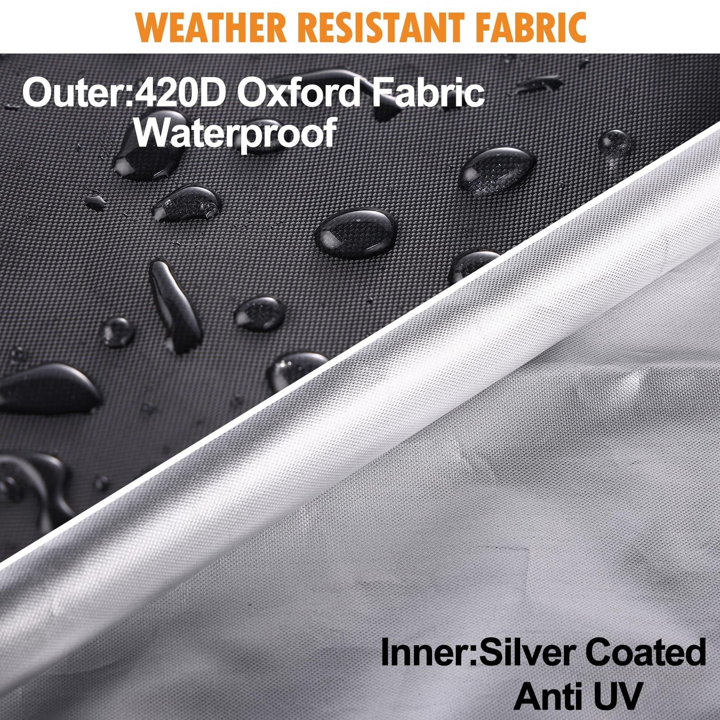 DOCEPERT Patio Umbrella Parasol Cover, 420D Waterproof Outdoor, Fits 13-15 ft Double-Sided Large Umbrella, Garden, Top Vent, Zipper, Windproof Anti-UV