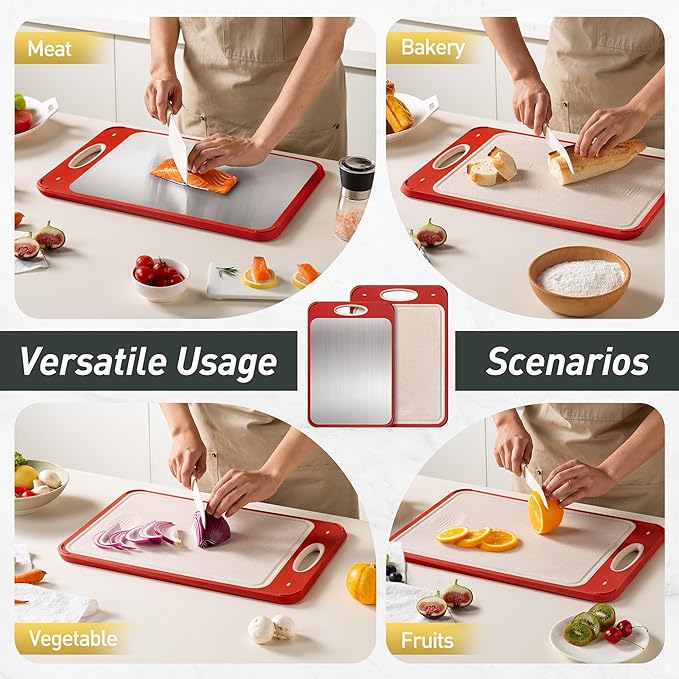 2 in 1 Stainless Steel Cutting Board with Handle 2 Packs Grandma Christmas Xmas Birthday Mother Gifts Ideas Grandmother Gigi Granny Nana Glamma Mawmaw Yaya Abuela Abuelita Mamaw Mimi Nonna Oma Meme