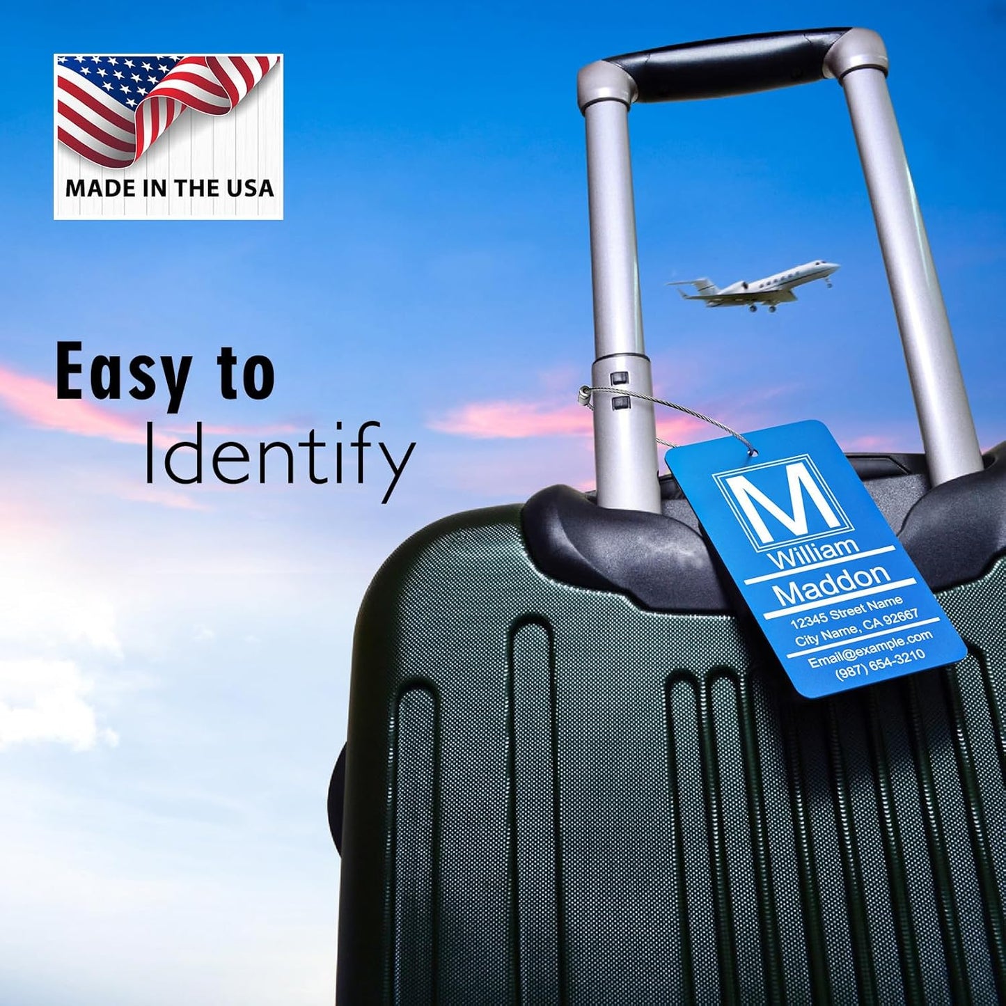 Luggage Tags for Suitcase - Red Personalized Engraved Metal Tag for Cruise Travel - Custom Name Tags Suitable for Bags and Backpacks