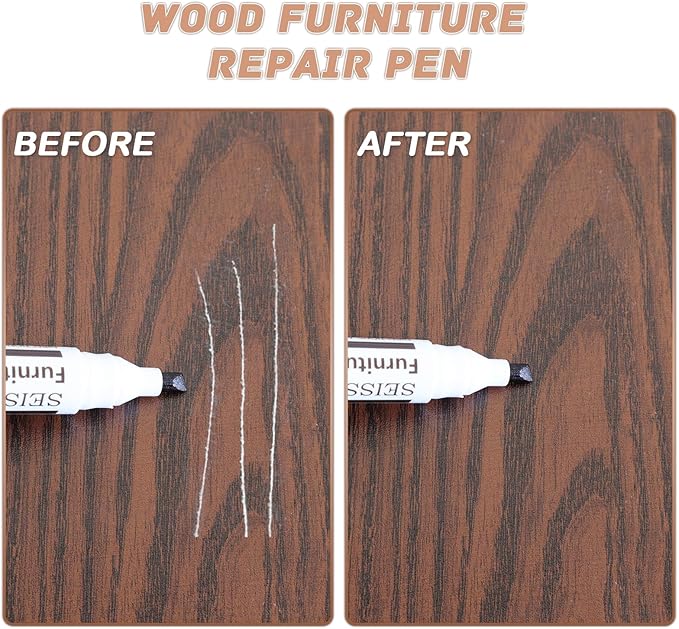 SEISSO Furniture Repair Kit - Set of 42 - Wood Repair Kit Wood Fillers, Furniture Scratch Repair Markers and Wax Sticks with Scraper, Brushes, for Scratches, Stains, Wood Floor, Laminate, Cabinet