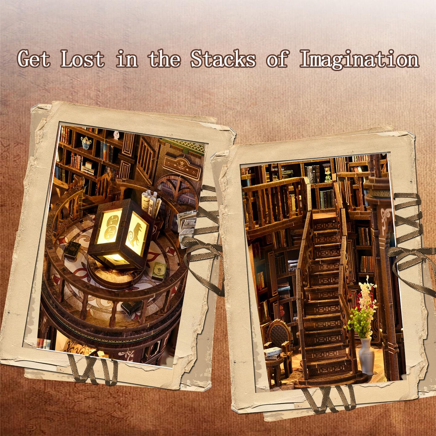 Book Nook Kit - DIY Miniature House Kit for Adults and Teens, 3D Wooden Puzzle Book Nook Craft Bookshelf Decor, Gifts for Family, Friends, Dreamy Book Hall